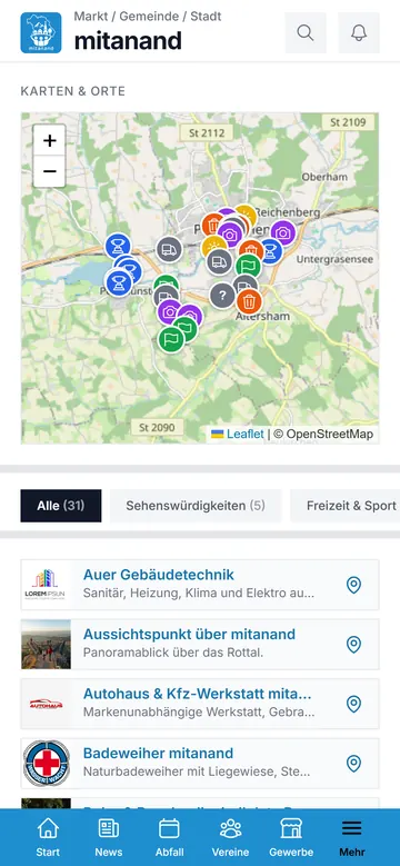 Karten & Orte in der mitanand App