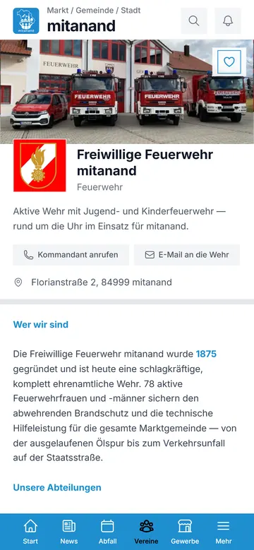 Vereine in der mitanand App