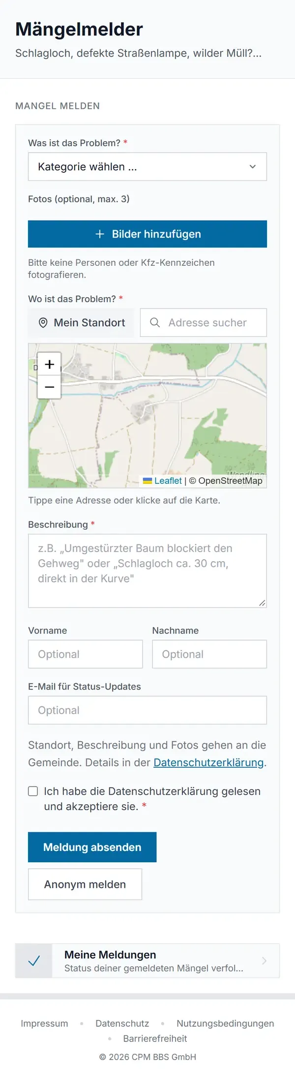 Der Mängelmelder in der mitanand App